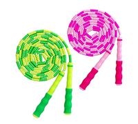 TYSISKNO 2 Pack Jump Rope for Kids Girls and Boys, Soft Beaded Jump Ropes, Adjustable Skipping Rope, Workout and Weight Loss,9.2Ft (Pink&Green)