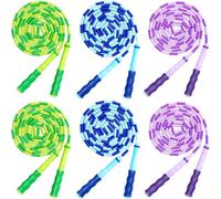 TYSISKNO 6 Pack Kids Jump Rope for Girls and Boys, Soft Beaded Jump Ropes for Kids, Adjustable Skipping Rope, Tangle-Free Segmented Rope for Kid and Women Men Adults Exercise, Keeping Fit, Training -