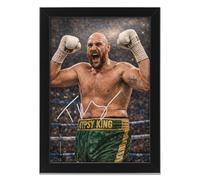 Tyson Fury Art Styled Signed Poster Print - Limited Edition Autograph Fan Gift, Collectible Boxing Memorabilia Wall Art Merchandise (A4 Framed)