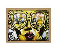 Tyson Graffiti Woman Sunglasses London Wall Photograph Large Framed Art Print Poster Wall Decor 18x24 in