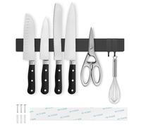 Tysonir 10 Inch Stainless Steel Magnetic Knife Holder for Wall,Strong and Secure Magnetic Knife Rack for Metal Kitchen Utensils, Wall or Fridge Holder Tool Holder,Black