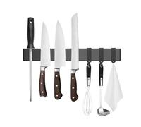 Tysonir 16 Inch Stainless Steel Magnetic Knife Holder for Wall, Strong and Secure Magnetic Knife Rack for Metal Kitchen Utensils, Wall or Fridge Holder Tool Holder,Black