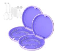 TYSORETY Braces Box, Tooth Splint Box Retainer Case, Mouth Guard Case with Removal Tools & Aligner Chewies & Brush, Removable Silicone Inner Compartment for Easy Cleaning (2 Pieces, Purple)