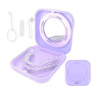 TYSORETY Retainer Case Slim Aligner with Vent Holes, Compatible with Invisalign, Mouth Guard Cases with Mirror, Cute Orthodontic Retainer Case with Retainer Removal Tool and Brush (Purple-vine)