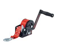 TYT 600LB Boat Trailer Winch with Red Nylon Strap, Anti-Slip Handle Crank Gear Hand Winch, Portable Two-Way Ratchet Forward & Backward Manual Rope Ratio 3.2:1 Winch for ATV Jet Ski Trailer Small Winch