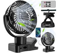 TYT USB Fan, Clip on Fan, 5000mAh Rechargeable Battery Fan with Light Timer Remote Control Aromatherapy, 720°Rotation 4 Speed Portable Fan for Home Office Camping