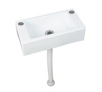 TYTFTDLD Hand Wash Basin Plastic White Hanging Sink Simple with Drain Pipe and Drain Fitting Monobloc Sink 40 x 20 x 10 cm Rectangular Indoor and Outdoor Use