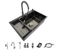 TYTFTDLD Stainless Steel Sink, Dishwasher Sink, Household Sink, Kitchen Sink, Square Stainless Steel Sink, Embedded Sink, Practical Kitchen Sink, Modern Minimalist Sink[Black]