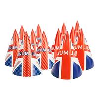 TYTOGE 12 Pcs Union Jack Hats for Platinum Jubilee Decorations,2023 Paper Jubilee Hats Union Jack Party Supplies for Adults Kids Dogs Cats