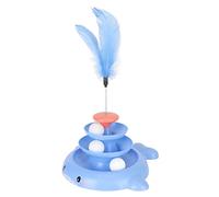 TYTOGE Cat Track Turntable Toy, Cat Track Tower Toy with Detachable Cat Ball Easy to Clean, Scratch Resistant 3 Levels for Exercise (Blue)