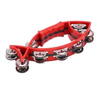 TYTOGE Double Row Hand Tambourine Bells, Fish Shaped Design with Smooth ABS Frame and Full Jingling Sounds, Musical Rhythm Instrument for Children (Red)