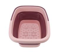 TYTOGE Foldable Foot Tub, Portable Silicone Foot Massage Bath Bucket with Bump Dot Design for Home Camping Hiking Outdoor Use (Pinkish)
