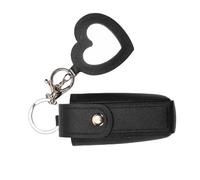 TYTOGE Lipstick Case with Mirror for Purse PU Leather Lipstick Holder Keychain Portable Sleeve Travel Organizer for Women (Black)