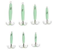 TYTOGE Luminous Squid Jig Hooks, Stainless Steel Easy Clean Glow Jig Baits Kit with 7 Pack Weights, for Freshwater Saltwater Fishing