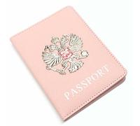 TYTOGE Passport Holder, Blocking PU Leather Passport Wallet with Double Headed Eagle Emblem, for Travel and Card Storage (Pink)