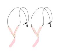 TYTOGE Sensory Necklace, 2pcs Soft Silicone Chew Necklace with Feather Pendant for Kids, Beech Wood Sensory Toys for Hair Chewing and Nail Biting (Pink)