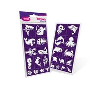 TyToo Glitter Tattoo Stencil Set - Reusable Templates for Children & Adults - EU Design, Skin-Friendly, Perfect for Parties, Children's Make-Up & Body Painting (Sea Animals)