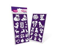 TyToo Glitter Tattoo Stencil Set - Reusable Templates for Children & Adults - EU Design, Skin-Friendly, Perfect for Parties, Children's Make-Up & Body Painting (Dog and Cat)
