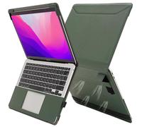 TYTX Compatible with MacBook Air 13.6 Inch Case,PU Leather MacBook Air Case for Model M4 A3240 M3 A3113 M2 A2681 2022 2023 2024 2025 Retina Display Touch ID, with Vents and Stand Function, Green