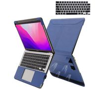 TYTX Compatible with MacBook Pro 14 Inch Leather Case 2021 A2442 M1 Pro / M1 Max with Heat-Vent and Stand Function, Laptop Sleeve Protective Cover with Keyboard Cover, Blue