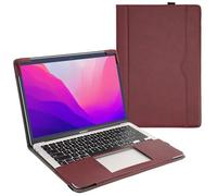 TYTX Leather Case Compatible with NEW MacBook Pro 13 Inch M2 M1 A2338 A2289 A2251 A2159 A1989 A1706 A1708 2021 2020-2016 Release,Leather Laptop Case Protective Folio Book Cover, Wine Red