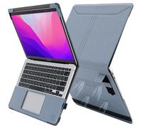 TYTX PU Leather Case Compatible with MacBook Air 13.6 Inch M4 M3 M2 2025 2024-2022 Release Model A3240 A3113 A2681, Protective Folio Book Cover with Soft Interior Vents and Stand, Grey Blue