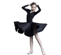 Tytyozay Girls Latin Dance Dress, One-Piece Design Latin Costume Party Dress Dancewear Children Tango Ballroom Dance Competition Skirt,Black,120