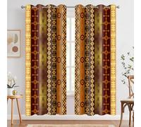 TYTYUU African Tribal Geometric Stripes Curtains Retro Ethnic Abstract Geometric Elements Striped Pattern Blackout Window Drapes for Bedroom Living Room 42 x 84 Inches Long 2 Panels CLZYTY006