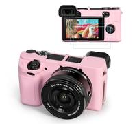 TYUANDOUER A6400 A6300 A6100 Camera Case & LCD Screen Protector Accessories Kit, Soft Silicone Case for Sony Alpha A6400 A6300 A6100 Digital Camera, Body Cover for A6400 A6300 A6100 with Grip - Pink