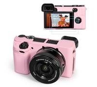 TYUANDOUER A6400 A6300 Camera Case & LCD Screen Protector Accessories Kit, Soft Silicone Case for Sony Alpha A6400 A6300 Digital Camera, Body Cover for A6400 A6300 with Grip - Pink