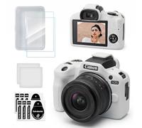 TYUANDOUER Case for Canon EOS R100 Camera, Soft Silicone Protective Case with Screen Protector Accessories for Canon R100, Anti-Scratch, Lightweight Skin Rubber, Slim Fit Cover for EOS R100 - White