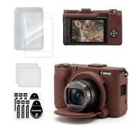 TYUANDOUER Case for Canon PowerShot V1, 2 Screen Protectors, Coffee | Silicone Cover with Lens Cap, Shockproof Anti-Scratch, Protects from Drops and Wear, for Canon PowerShot V1 Vlog Travel