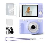 TYUANDOUER Case for Sony ZV-1F/ ZV-1 II/ZV-1M2 Vlog Camera, ZV1F Silicone Camera Case with 2PCS Screen Protector & Wrist Strap, Anti-Scratch Soft Cover for Sony ZV1F Accessories - Purple