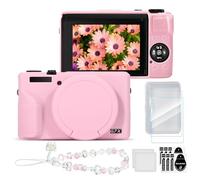 TYUANDOUER Case & Screen Protector Kit for Canon PowerShot G7X Mark III, Soft Silicone Protective Case, Anti-Scratch Grip Cover with Bracelet-Style Wrist Strap & Lens Cover, Lightweight - Pink