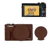 TYUANDOUER G7X Mark III Case & LCD Screen Protector Accessories Kit, Soft Silicone Case for Canon Powershot G7X Mark III Camera, Lightweight Body Protective Cover for G7XIII G7X3 - Dark Brown