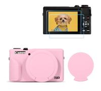 TYUANDOUER G7X Mark III Case & LCD Screen Protector Accessories Kit, Soft Silicone Case for Canon Powershot G7X Mark III Camera, Lightweight Skin Body Protective Cover for G7XIII G7X3 - Pink