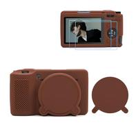 TYUANDOUER GR IIIx GR III Case & LCD Screen Protector Accessories Kit, Soft Silicone Case for Ricoh GRIII GRIIIX Camera, Protective Body Cover for GRIIIx GRIII with Lens Cap - Coffee