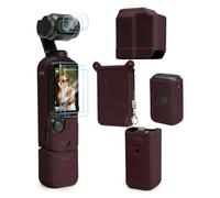 TYUANDOUER Protective Case for DJI Osmo Pocket 3 / Xtra Muse Camera, Soft Silicone Cover with 2 Screen & Lens Protectors, Full Body Anti-Scratch Slim Fit Accessories for Pocket 3 - Reddish Brown