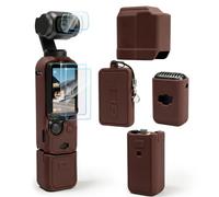 TYUANDOUER Protective Case for DJI Osmo Pocket 3 / Xtra Muse Camera, Soft Silicone Cover with 2 Screen & Lens Protectors, Full Body Anti-Scratch Slim Fit Accessories for Pocket 3 (Coffee Brown)