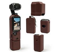 TYUANDOUER Protective Case for DJI Osmo Pocket 3 / Xtra Muse Camera, Soft Silicone Cover with Mic & Screen Protection, Lightweight, Anti-Scratch, Slim Fit Skin Accessories for Pocket 3 (Coffee Brown)