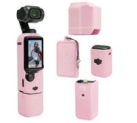 TYUANDOUER Protective Case for DJI Osmo Pocket 3 / Xtra Muse Camera, Soft Silicone Grip Cover with Screen Protection & Mic, Lightweight, Anti-Scratch, for Travel, Vlogging, Daily Filming - Pink