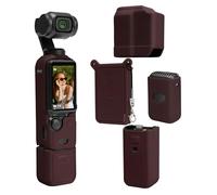 TYUANDOUER Protective Case for DJI Osmo Pocket 3 / Xtra Muse Camera, Soft Silicone Grip Cover with Screen Protection & Mic, Lightweight, Anti-Scratch, for Vlogging, Daily Filming - Reddish Brown