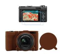 TYUANDOUER Silicone Case for Canon PowerShot V1 with 2PCS Screen Protector, Camera Case Protective Rubber for Canon V1 Vlog Camera with Lens Cap, Anti-Scratch Slim Body Cover Accessories - Coffee