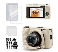 TYUANDOUER Silicone Case for Canon PowerShot V1 with 2PCS Screen Protector, Camera Case Protective Rubber for Canon V1 Vlog Camera with Lens Cap, Anti-Scratch Slim Body Cover - Texture White