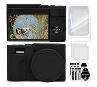 TYUANDOUER TZ99 Camera Case & LCD Screen Protector Accessories Kit, Soft Silicone Case for Panasonic Lumix DC-TZ99 Camera, Protective Body Cover for DC-TZ99 / ZS99 with Lens Cap - Black