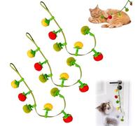 Tyuanjiarui 3PCS Fruit-shaped Catnip Chew Ropes Toy for Cats, Interactive Fruit-Shaped Catnip Toy Strings, Interactive Hanging Cat Toys With Rattle Sound & Felt Balls, for Indoor Cats Play