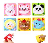 Tyuanjiarui 6 Pack DIY Embroidery Doll Set, Cartoon Animal Sewing Craft Kit, Embroidery Kit for Crafts, Creative Mini Animals Sewing Kit (Style-A)