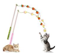 Tyuanjiarui Wood Cat Wand Toy, Interactive Fruit Design Teaser Stick, Fun Cat Toys with Anti-Slip Handle Wooden, Lightweight Indoor Cat Toys for Chasing and Jumping, Boredom (Color C)