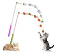 Tyuanjiarui Wood Cat Wand Toy, Interactive Fruit Design Teaser Stick, Fun Cat Toys with Anti-Slip Handle Wooden, Lightweight Indoor Cat Toys for Chasing and Jumping, Boredom (Color A)