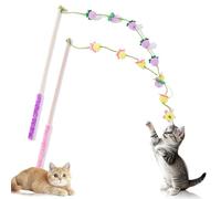 Tyuanjiarui Wood Cat Wand Toy, Interactive Fruit Design Teaser Stick, Fun Cat Toys with Anti-Slip Handle Wooden, Lightweight Indoor Cat Toys for Chasing and Jumping, Boredom (Color B)